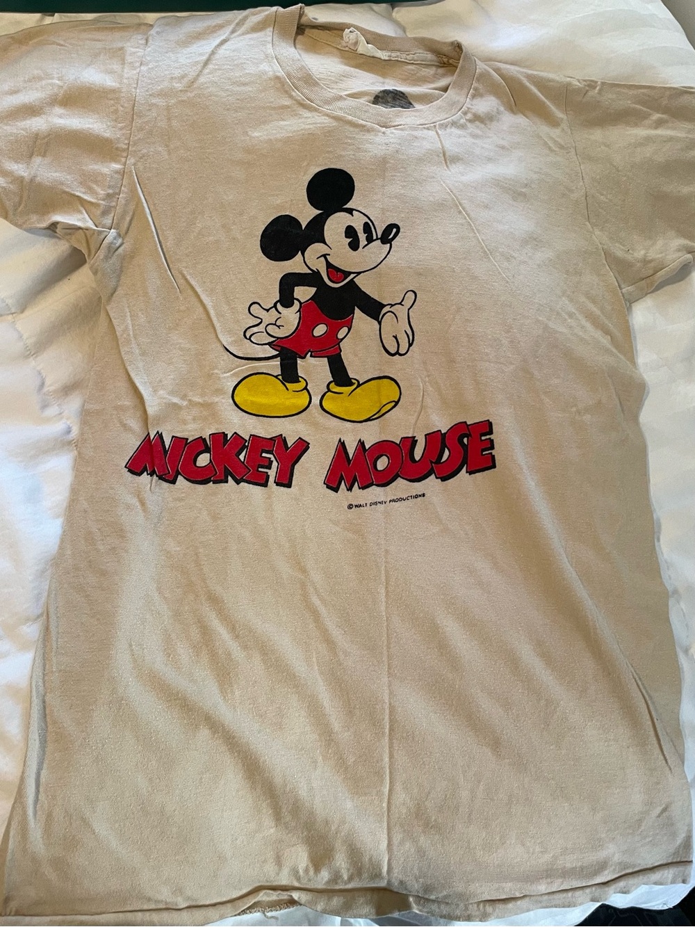 RARE Vintage 70s Mickey Mouse T-Shirt Tropix Togs in Beige